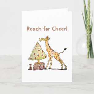 Reach for Cheer! Giraffe Christmas Art Card