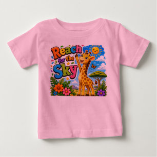 Reach for the Sky Cute Giraffe Cartoon Design Baby T-Shirt
