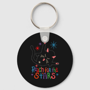 Reach For The Stars Funny Cat  Keychain