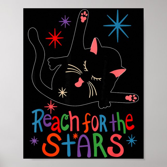 Reach For The Stars Funny Cat  Poster (Front)