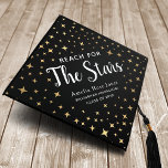 Reach For The Stars Galaxy Graduation Cap Topper<br><div class="desc">Celebrate your graduate with this design that features the words "Reach For The Stars" in a circular frame of stars. For further questions please contact us at ThePaperieGarden@gmail.com</div>