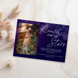 "Reach For The Stars" Galaxy Photo Graduation Invitation