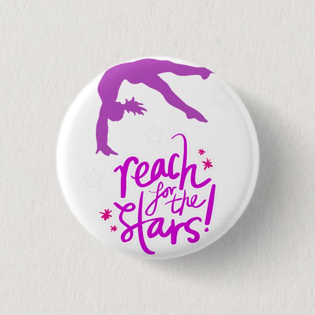 Reach for the Stars Gymnastics Tumbling  1 Inch Round Button (Front)