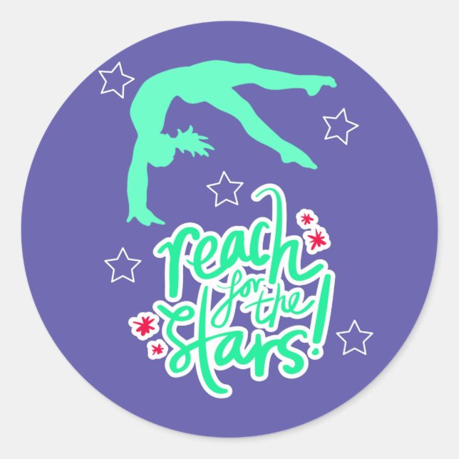 Reach for the Stars Gymnastics Tumbling  Classic Round Sticker (Front)