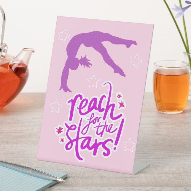 Reach for the Stars Gymnastics Tumbling  Pedestal Sign (In SItu)