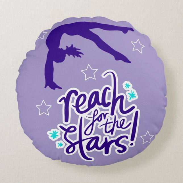 Reach for the Stars Gymnastics Tumbling    Round Pillow (Front)