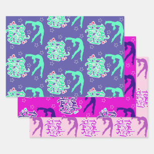 Reach for the Stars Gymnastics Tumbling  Wrapping  Paper Sheet