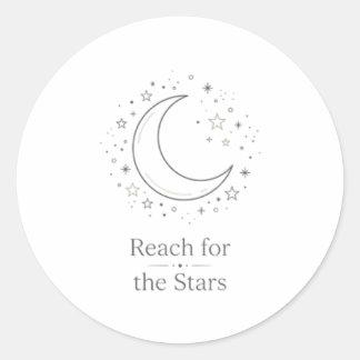 Reach For The Stars Minimalist Moon Aesthetic Stic Classic Round Sticker
