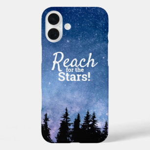 Reach For the Stars Motivation Quote Starry Sky iPhone 16 Plus Case