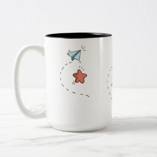 Reach for the Stars Paper Plane Art Two-Tone Coffee Mug