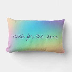 "Reach For The Stars" Pastel Rainbow Gradient Lumbar Pillow
