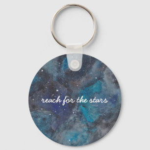 Reach For The Stars Space Inspirational Script Keychain