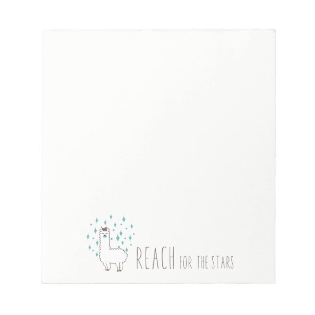 "Reach For The Stars" Sweet Llama Illustration Notepad (Front)