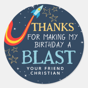 Reach Four The Stars Space Birthday Thank You  Classic Round Sticker