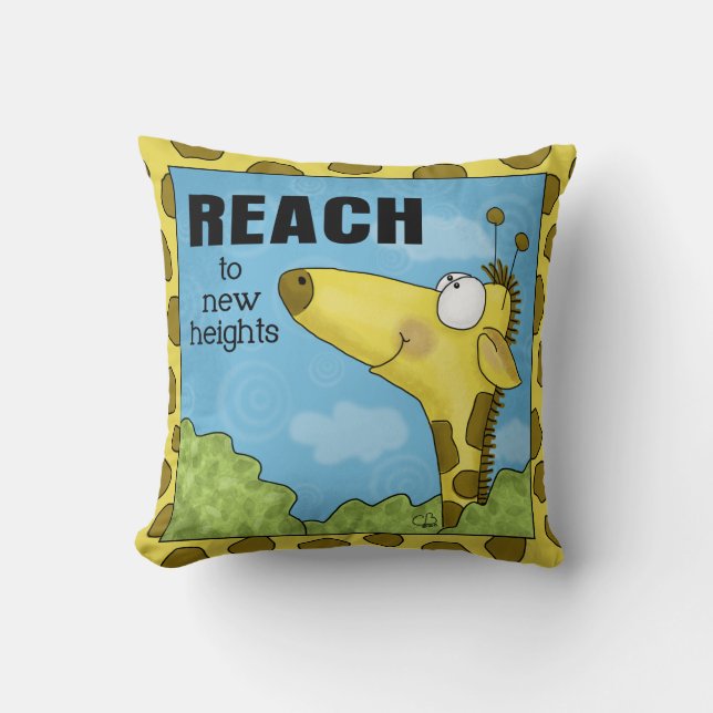 Reach to New Heights Giraffe Throw Pillow (Front)