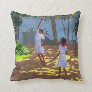 Reaching for Oranges Bentota Sri Lanka 1998 Throw Pillow