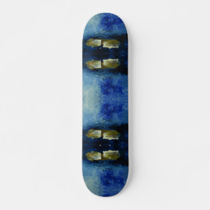 Reaction Blue Bastract Painting on Skateboard