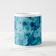 Reactive Glaze Deep Blue Green Fluid Texture Mug