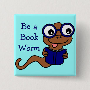 Read a Book Month: Be a Book Worm 2 Inch Square Button