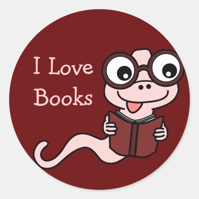 Read a Book Month: I Love Books Classic Round Sticker (Front)