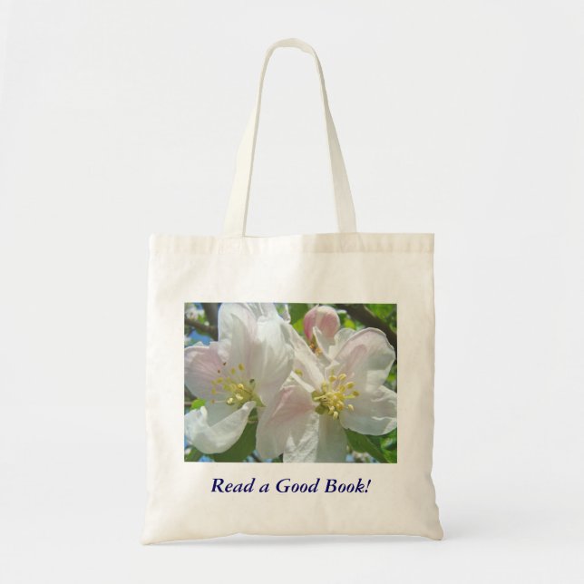 Read a Good Book! Tote Bag Apple Blossoms (Front)