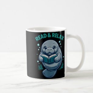 Read & relax reader book library manatees sea coffee mug