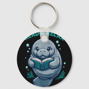 Read & relax reader book library manatees sea keychain