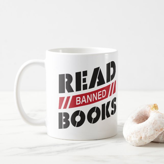 Read Banned Books  Coffee Mug (With Donut)