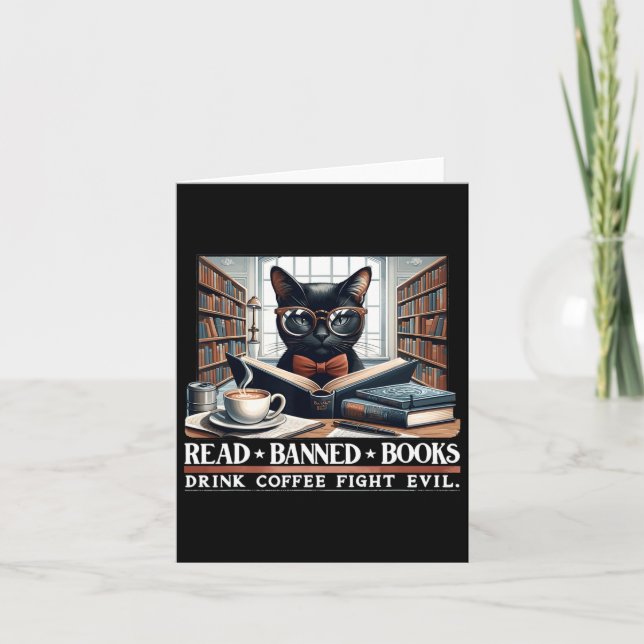 Read Banned Books Drink Coffee Fight Evil Book Lov Card (Front)