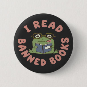 Read Banned Books Funny Frog Reading 2 Inch Round Button