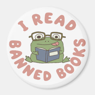 Read Banned Books Funny Frog Reading Magnet