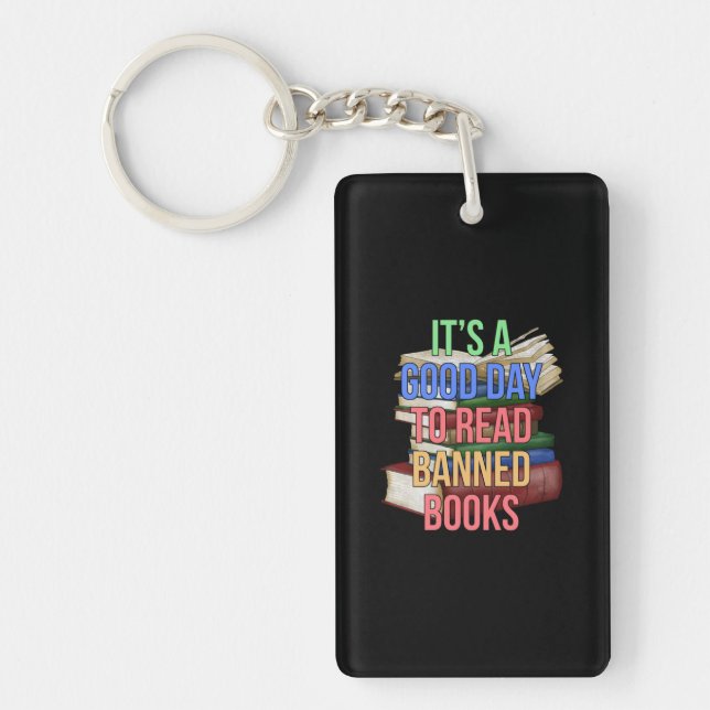 Read Banned Books Librarian Bookworm Book Reader Keychain (Front)