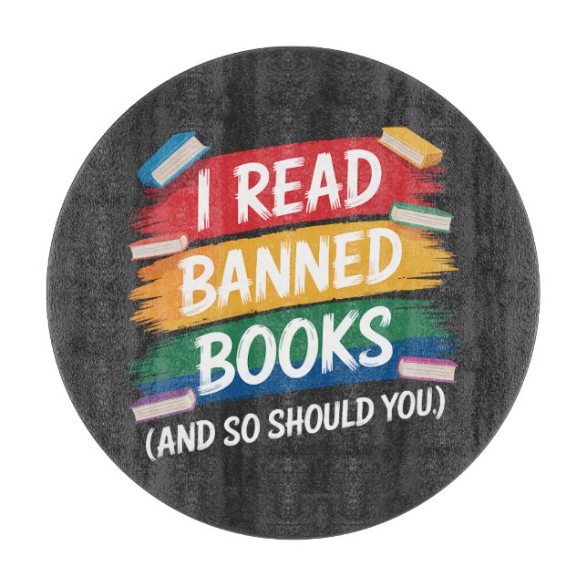 read banned books librarian week cutting board (Front)