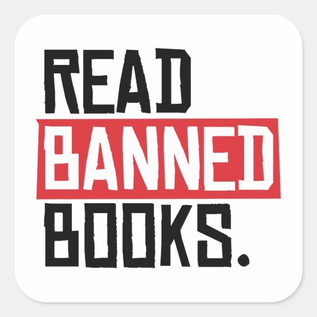 Read Banned Books Square Sticker (Front)