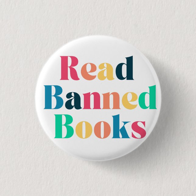 Read Banned Books Typography 1 Inch Round Button (Front)