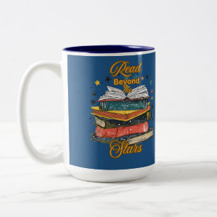 Read Beyond The Stars Vintage Book Lover Coffee  Two-Tone Coffee Mug