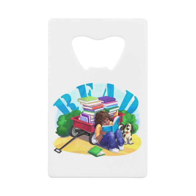 READ Book Wagon Art Credit Card Bottle Opener (Front)