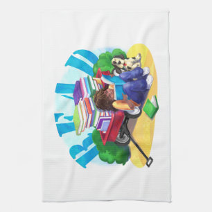 READ Book Wagon Art Kitchen Towel