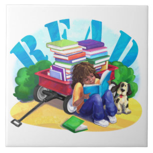 READ Book Wagon Art Tile