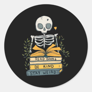 Read Books Be Kind Stay Weird Bookworm Reading Classic Round Sticker