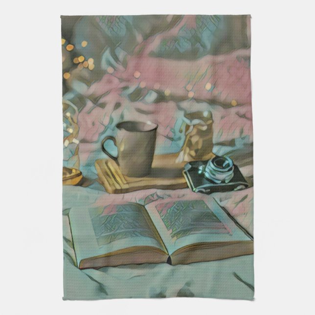 Read Books, Drink Coffee Kitchen Towel (Vertical)