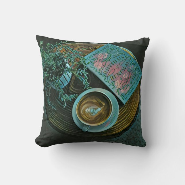 Read Books, Drink Coffee Throw Pillow (Front)