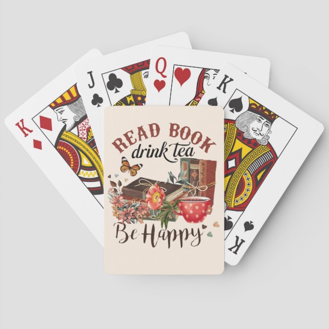 Read Books, Drink Tea & Be Happy Playing Cards (Back)