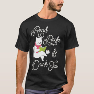 Read Books Drink Tea Cat Kitty Reading Women Cute T-Shirt