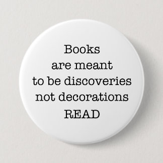 Read Books Large 3" White and Black Button