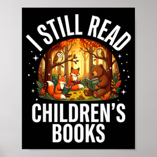 Read children's books - forest animal owl book poster