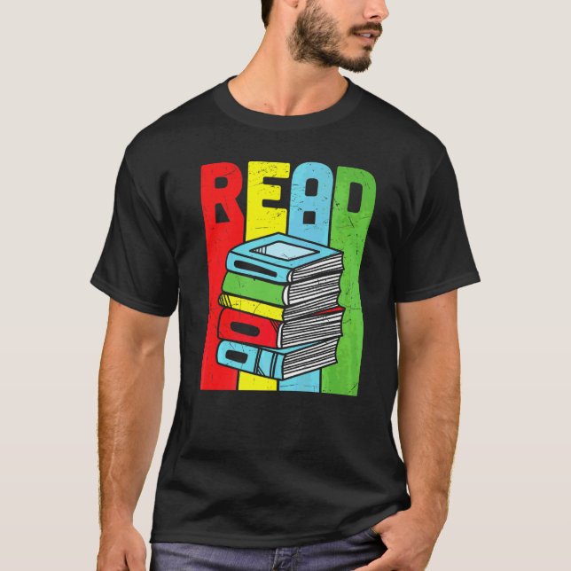 Read Colourful Book Reading T-Shirt (Front)
