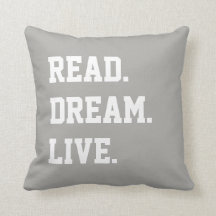 Read Dream Live. Grey White Text. Chevron Back