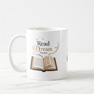 Read Dream Repeat Ceramic Mug - Flaming Book 