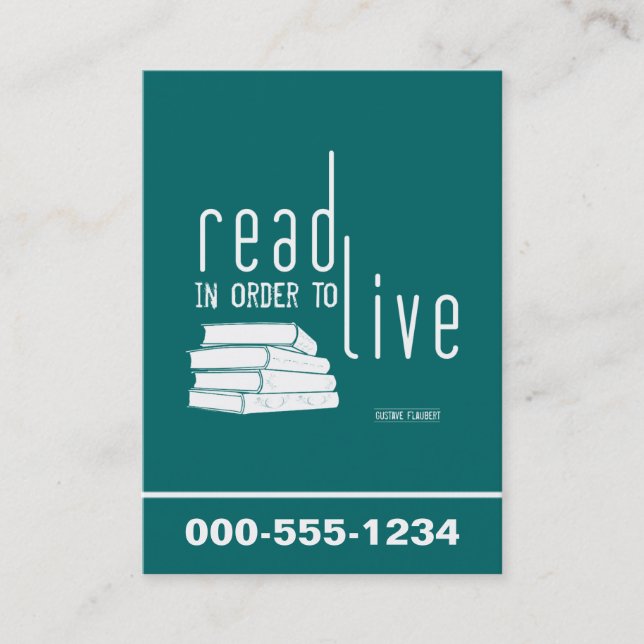 Read In Order To Live Business Card (Front)